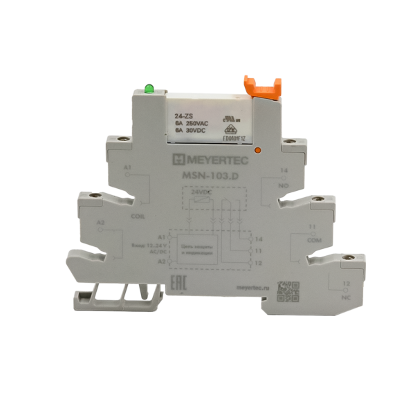 MSN-103.D - Модуль реле 1-конт, 24VDC, ток 6А и колодка