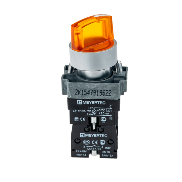 MTB2-BK2561 - Переключатель с подсветкой, с фиксацией, 24V AC/DC, желтый, 2 положения, 1NO
