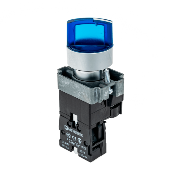 MTB2-BK2663 - Переключатель с подсветкой, с фиксацией, 220V AC/DC, синий, 2 положения, 1NO