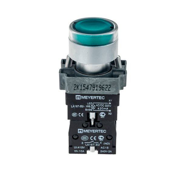 MTB2-BW3363 - Кнопка с подсветкой зеленая 220V 1NO