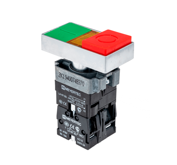 MTB2-BW8461 - Кнопка двойная с подсветкой 24V, выступающий толкатель