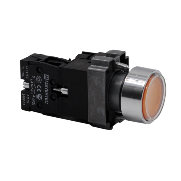 MTB2-BWF3571 - Кнопка плоская желтая с подсветкой, 24V AC/DC, 1NO, IP67, металл