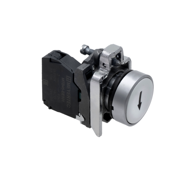 MTB4-BA12551 - Кнопка плоская белая, маркировка "стрелка вверх", 1NO, IP65, металл