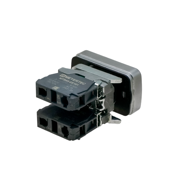 MTB4-BL8325 - Кнопка двойная плоская, красная/зеленая, маркировка "I+O", 1NO+1NC, IP65, металл