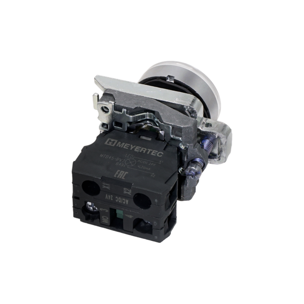 MTB4-BW31711 - Кнопка белая с подсветкой, 1NO, 24V AC/DC, IP65, металл