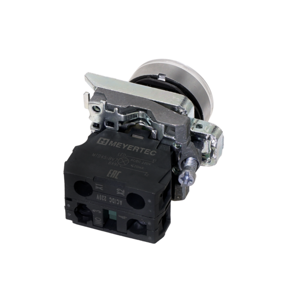 MTB4-BW31713 - Кнопка белая с подсветкой, 1NO, 220V AC/DC, IP65, металл