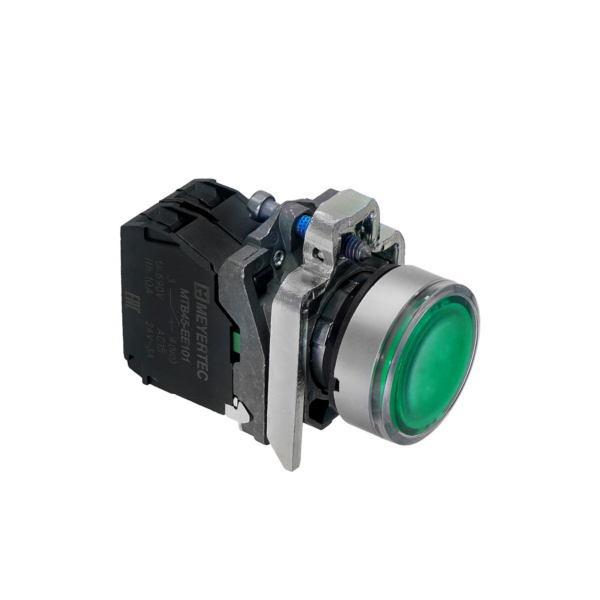 MTB4-BW33713 - Кнопка зеленая с подсветкой, 1NO, 220V AC/DC, IP65, металл