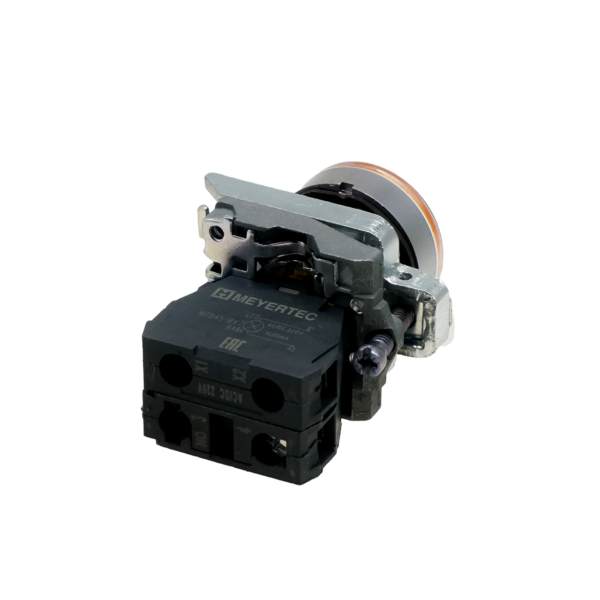 MTB4-BW35713 - Кнопка желтая с подсветкой, 1NO, 220V AC/DC, IP65, металл