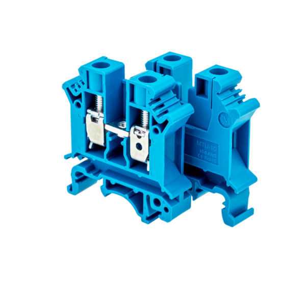 MTU-10BL - Клемма винтовая проходная, 10 мм², синяя