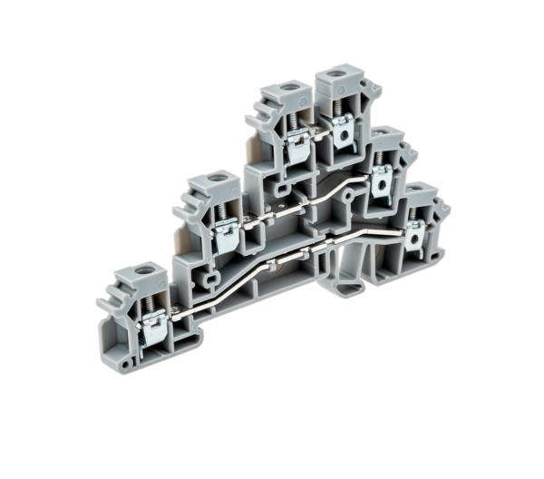 MTU-TR2.5 - Клемма винтовая трехуровневая, 2.5 мм², серая