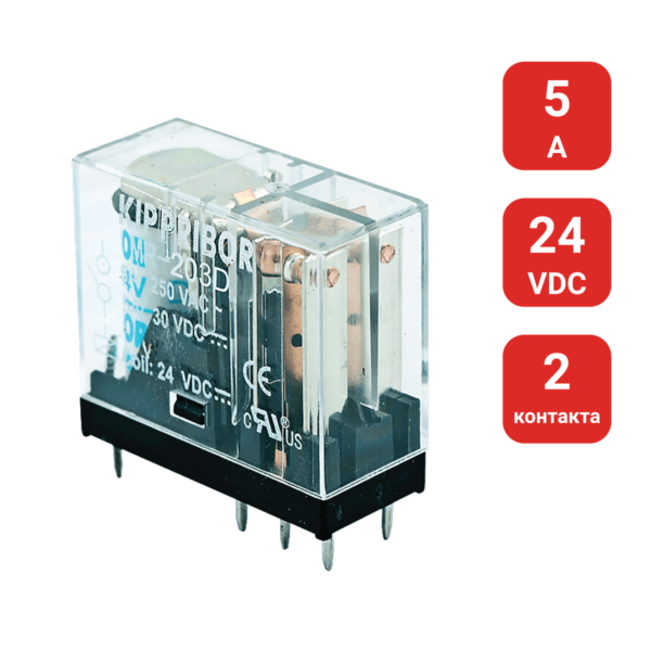 MR-203.D - 2-конт. реле, 24VDC, ток 5А