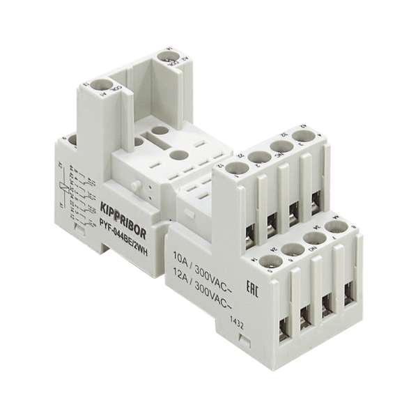 PYF-044BE/2WH - 2-ярусная колодка с винтовыми клеммами для 4-конт. реле серии RP, белая