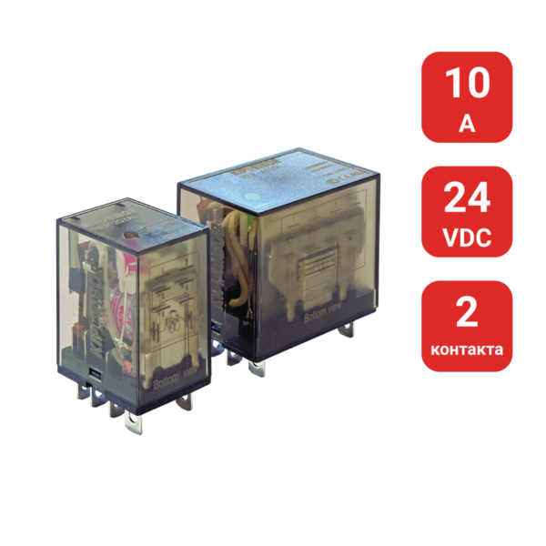 REP-203.DL - 2-конт. реле, 24VDC, ток 10А, LED-индикатор