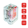 RS-303.DLTU - 3-конт. реле, 24VDC, ток 10А, LED-индикатор, ручной дублер