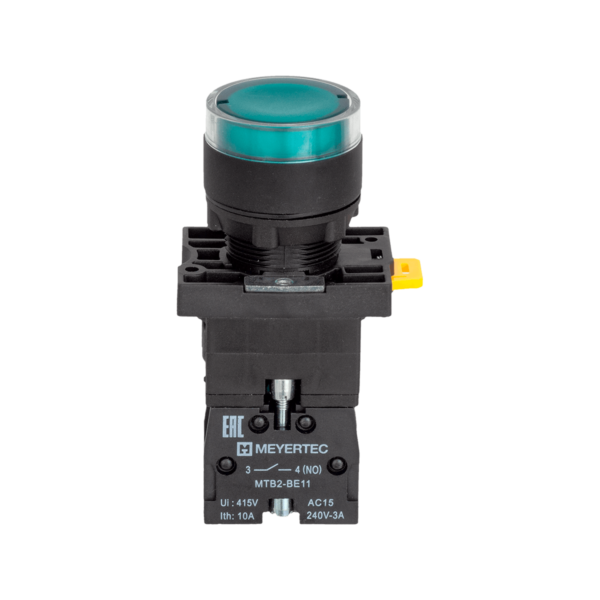 MTB2-EW33613 - Кнопка зеленая с подсветкой, 1NO, 220V AC/DC, IP54, пластик