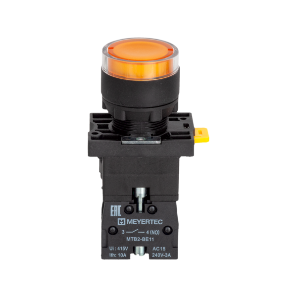 MTB2-EW35611 - Кнопка желтая с подсветкой, 1NO, 24V AC/DC, IP54, пластик