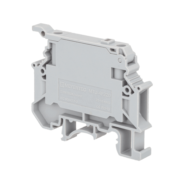MTU-4F220 - Клемма винтовая с держателем предохранителя, 4 мм², с индикацией 220В, серая
