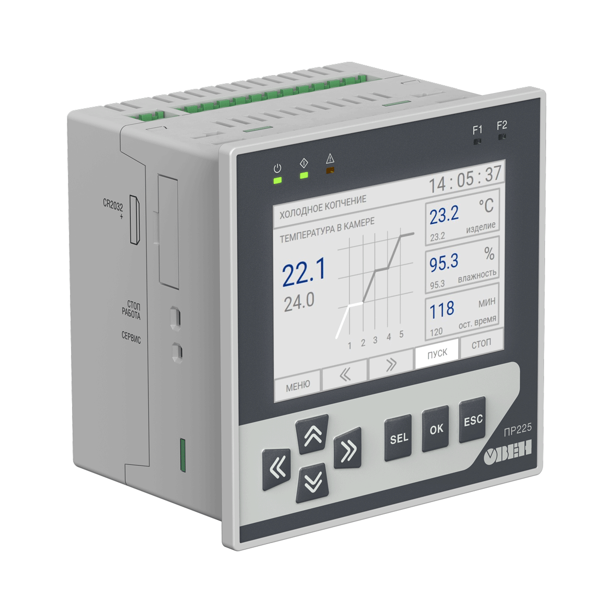 ПР225 программируемое реле в щитовом исполнении с графическим дисплеем и Ethernet. Фото/видео